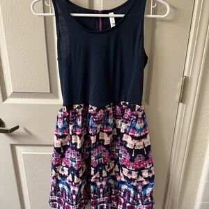 Xhilaration Navy and Multicolor Sleeveless Dress